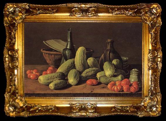 framed  Luis Menendez Still Life with Cucumbers and Tomatoes, ta009-2
